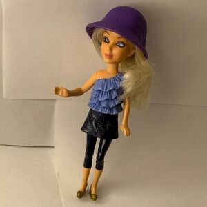 Purple Hat Blonde Fashion Doll with Ruffled Top